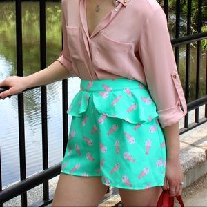 Forever 21 Turquoise Milkshake Peplum Shorts